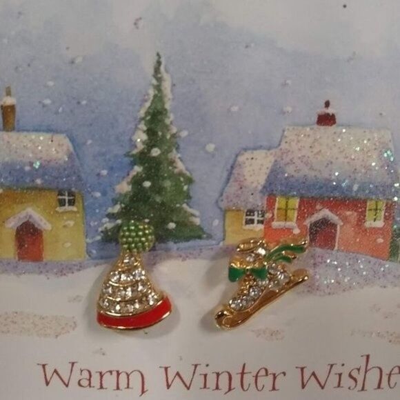 Sparkling Skate & Hat Stud Earrings - Picture 6 of 6